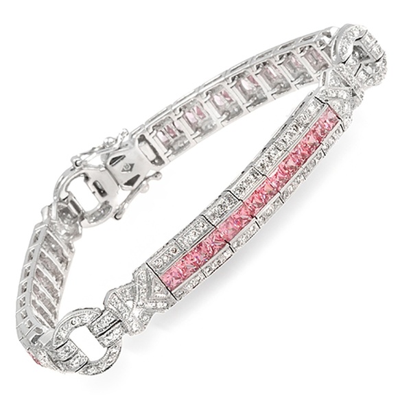 None Jewelry - 7.75 Ct Natural Pink Sapphire 18k Gold Bracelet